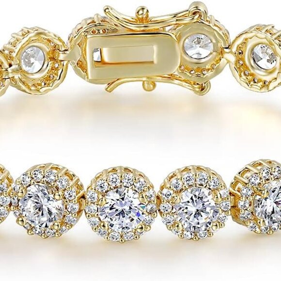 Jewelry - Tennis Bracelet Women Gold Plated 7.5 Inch Cubic Zirconia Jewelry Gift